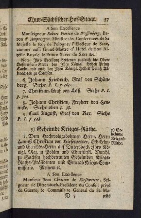 57-67, y. Geheimde Krieges-Raethe - z. Geheimde Raethe