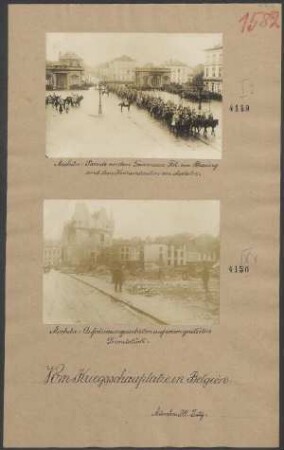 Mecheln: Aufräumungsarbeiten auf einem zerstörten Grundstück. (Vom Kriegsschauplatz in Belgien)