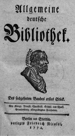 Des sechzehnten Bandes erstes Stück.