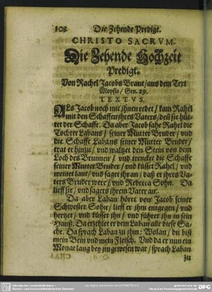 Die Zehende Hochzeit-Predigt