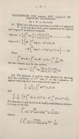Expressions for arg sn a and ... as definite intergrals.