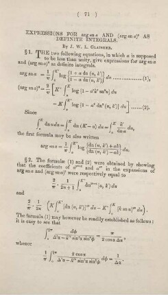 Expressions for arg sn a and ... as definite intergrals.