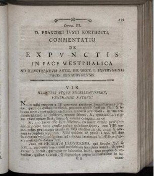 Opusc. III. D. Francisci Iusti Kortholti, Commentatio De Expunctis In Pace Westphalica ...
