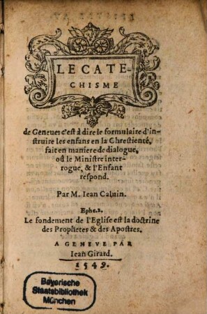 Le Catechisme de Genêve