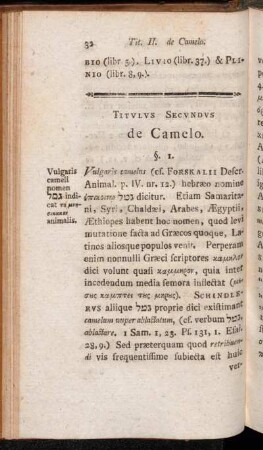 Titulus Secundus de Camelo.