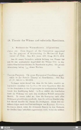 19. Theorie der Wärme und calorische Maschinen
