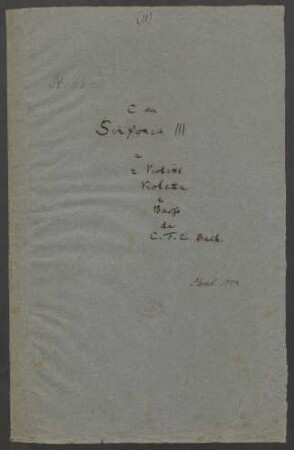 Sinfonien; strings, bc; C-Dur; H 659; Wq 182.3