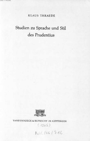 Studien zu Sprache und Stil des Prudentius