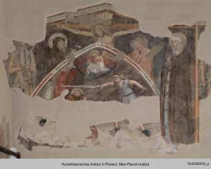 Kreuzigung Christi mit den trauernden Heiligen Onuphrius und Margareta von Cortona