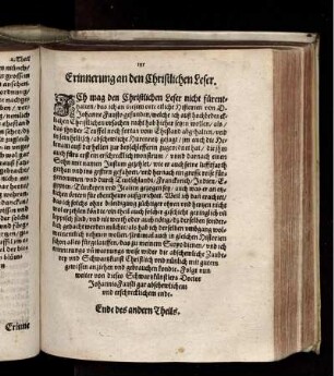 Erinnerung an den Christlichen Leser.