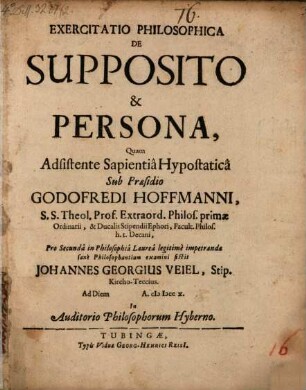 Exercitatio philos. de supposito et persona
