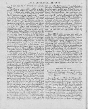 Hilpert, J. L. C.: Nachklänge aus Dianens Reich. Ein Kranz, Jägern und Jagdliebhabern gewidmet. Erlangen: Palm & Enke 1823