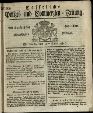Nr. 55, Mittwoch, den 10ten Julii 1816