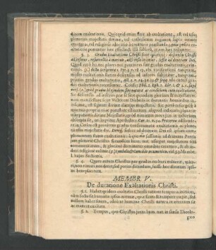 Membr. V. De duratione Exaltationis Christi.