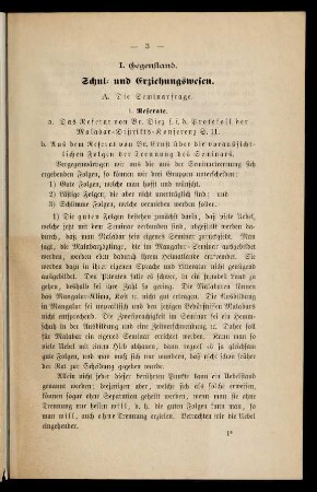 I. Gegenstand. Schul- und Erziehungswesen