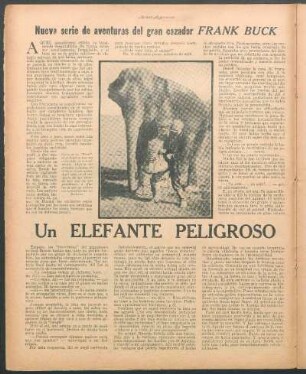 Un elefante peligroso : Nueva serie de aventuras del gran cazador Frank Buck