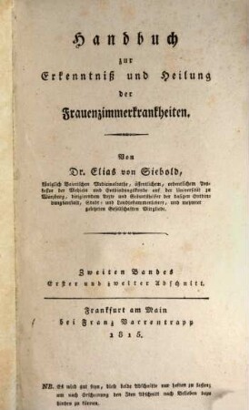 Handbuch zur Erkenntniß und Heilung der Frauenzimmerkrankheiten, 2