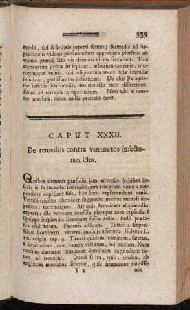 Caput XXXII. De remediis contra venenatos insectorum ictus. - Caput XXXIII. De aliis insectis noxiis, eorumque remediis.