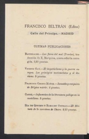 Francisco Beltrán (Editor) - Últimas publicaciones