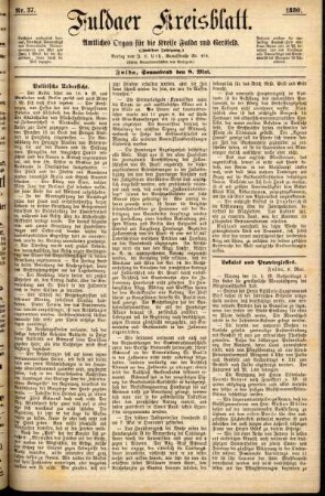 Erste Ausgabe vom Samstag, den 08. Mai 1880.