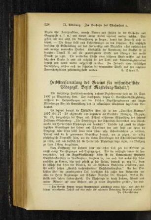 Herbstversammlung des Vereins für wissenschaftliche Pädagogik, Bezirk Magdeburg-Anhalt