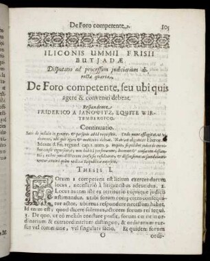Disputatio [...] quarta, Foro competente, feu ubi quis agere & conveniri debeat.