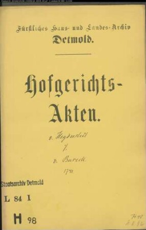 von Heyderstädt, Franz Friedrich zu Barntrup gegen Stallmeister Friedrich Ludwig von Buseck - Rückständiges Hauskaufgeld und Zinsen