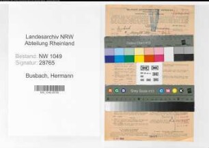 Entnazifizierung Hermann Busbach , geb. 09.11.1890 (Polizeibeamter)