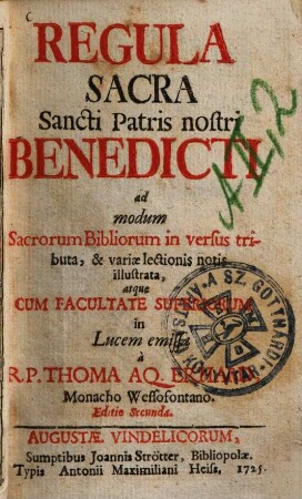 Regula Sacra Sancti Patris nostri Benedicti