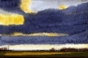 Himmel mit Lichtdurchbrüchen über flachem Land