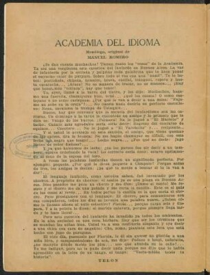 Academia del idioma : monólogo, original