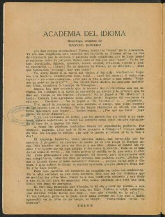 Academia del idioma : monólogo, original