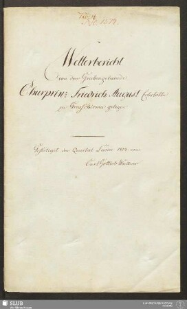 Wetterbericht von den Grubengebaeude Churprinz Friedrich August Erbstolln zu Grosschirma gelegen - 18.6247 4.