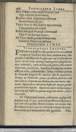 Typographus Lectori