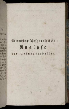 Etymologisch-syntaktische Analyse der Uebungstabellen.