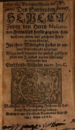 Die letzten Worte des sterbenden Seneka ...