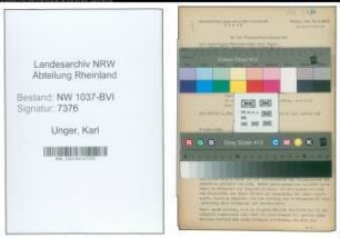 Entnazifizierung Karl Unger , geb. 02.02.1899 (Verw.Sekretaer)