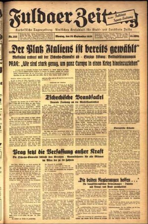 Ausgabe vom Montag, den 19. September 1938.