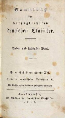 F. v. Schillers sämmtliche Werke, 16. Kleinere prosaische Schriften, 2. Theil
