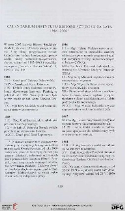 Kalendarium Instytutu Historii Sztuki UJ za lata 1984-2007