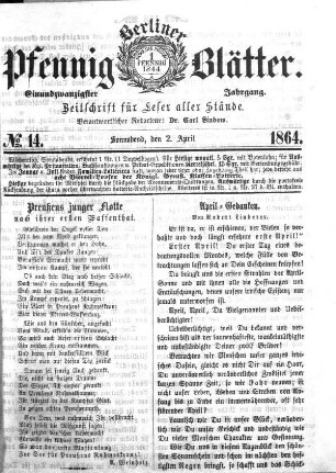 No. 14, Sonnabend, den 2. April 1866