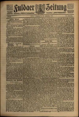 Erste Ausgabe vom Dienstag, den 15. September 1908.