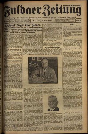 Erste Ausgabe vom Donnerstag, den 10. November 1932.