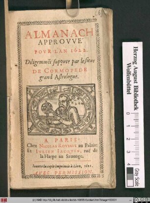 Almanach Approvvé Povr L'An 1622.$nIouxte la copie imprimée à Lion, 1622.