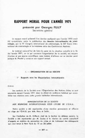 207-216, Rapport moral pour l'année 1971
