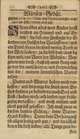 Wäysen-Gebät.