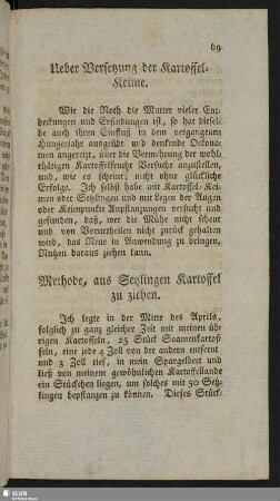 Methode, aus Setzlingen Kartoffeln zu ziehen