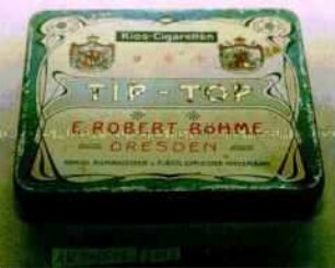 Blechdose für Kios-Cigaretten "TIP-TOP" E.ROBERT BÖHME - DRESDEN