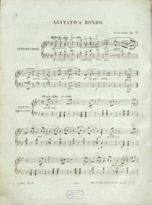 Agitato et rondo : pour le piano sur la barcareolle dans l'opéra Gianni di Calais de Donizetti ; op. 73