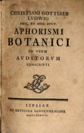 Aphorismi botanici